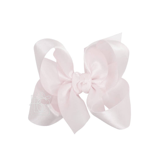 Beyond Creations, LLC - SATIN BOW ON CLIP: POWDER PINK / 4.5" Large - 1.5" Ribbon on Alligator Clip