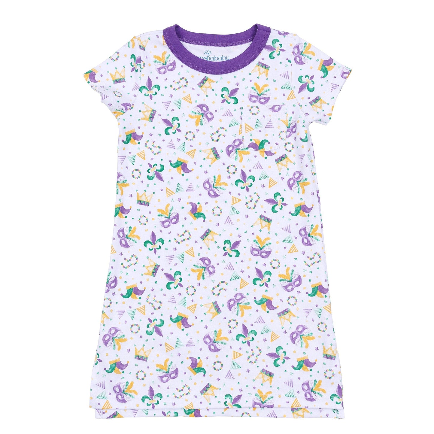 Magnolia Baby - Mardi Gras Munchkins Short Sleeve Nightdress