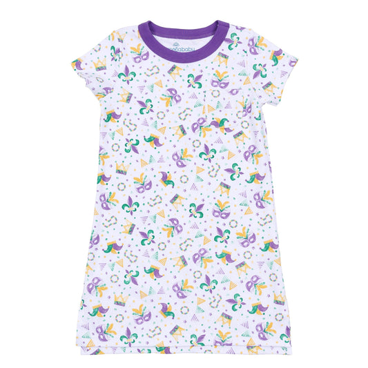 Magnolia Baby - Mardi Gras Munchkins Short Sleeve Nightdress