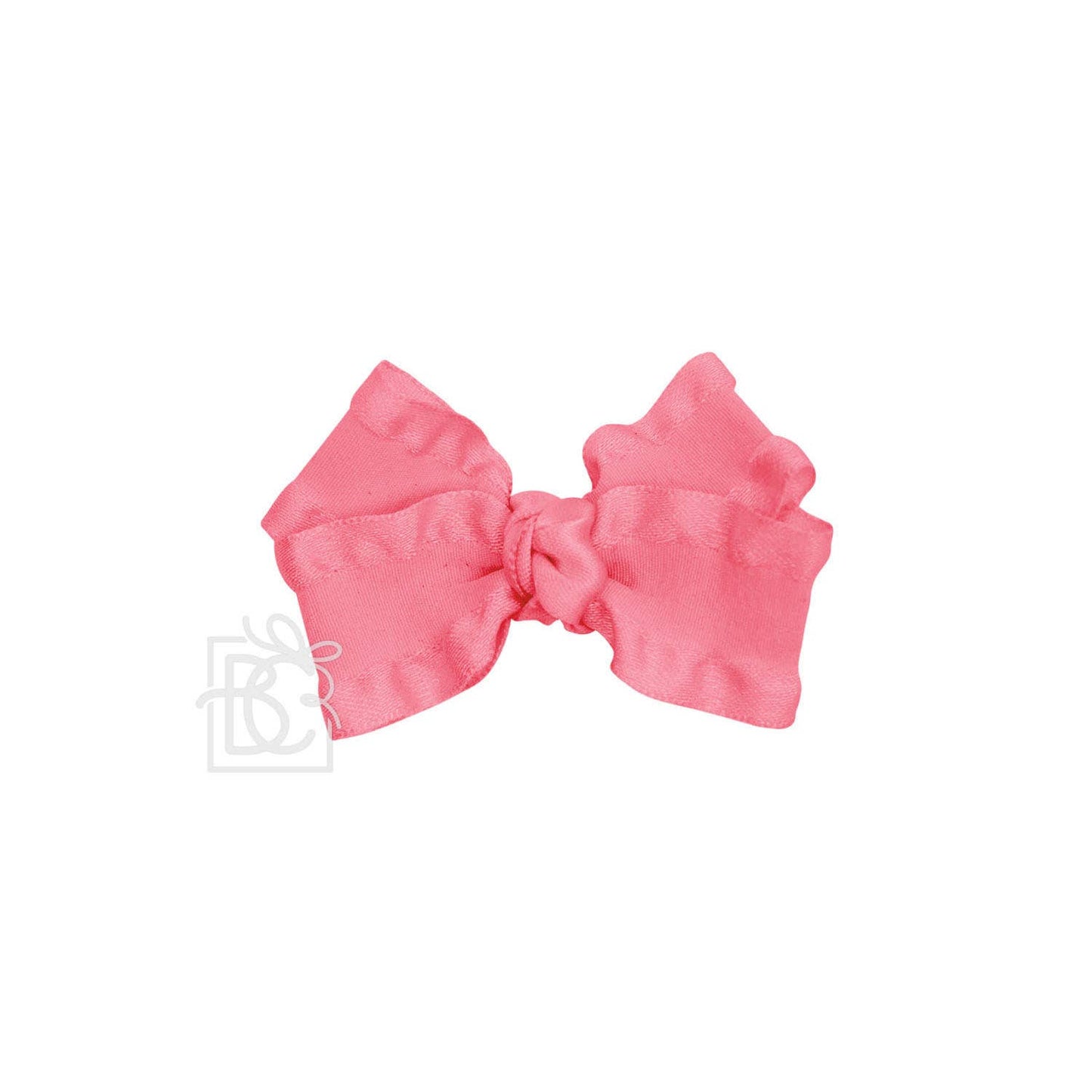 Beyond Creations, LLC - DOUBLE RUFFLE BOW ON CLIP: 5.5" Large - 1.5" Ribbon on Alligator Clip / RED