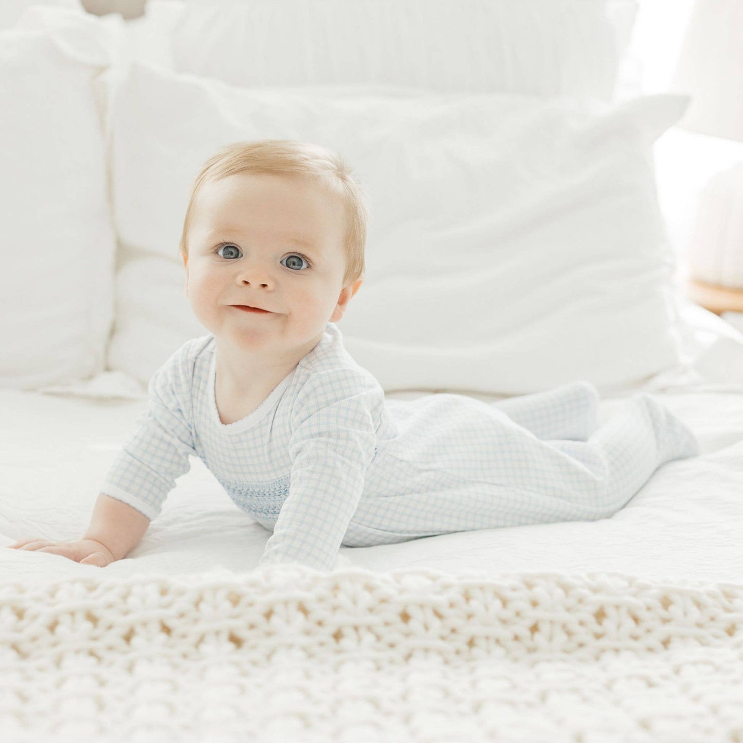 Magnolia Baby - Peek-A-Boo Wishes Smocked Footie - Light Blue