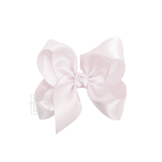 Beyond Creations, LLC - SATIN BOW ON CLIP: POWDER PINK / 5.5" Huge - 2.25" Ribbon on Alligator Clip