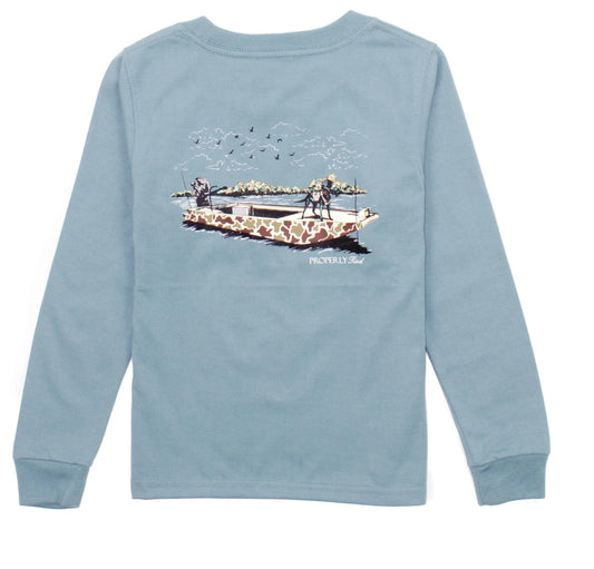 Properly Tied-Youth LS- Boat Ride-Steel Blue