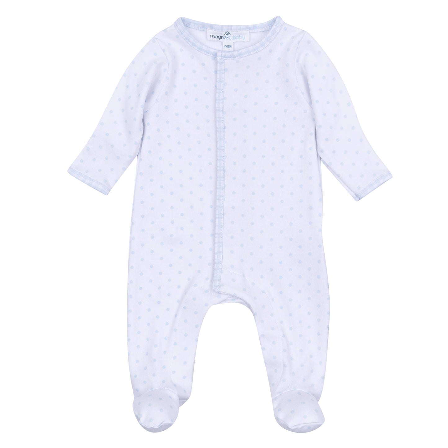 Magnolia Baby - Gingham Dots Footie - Blue