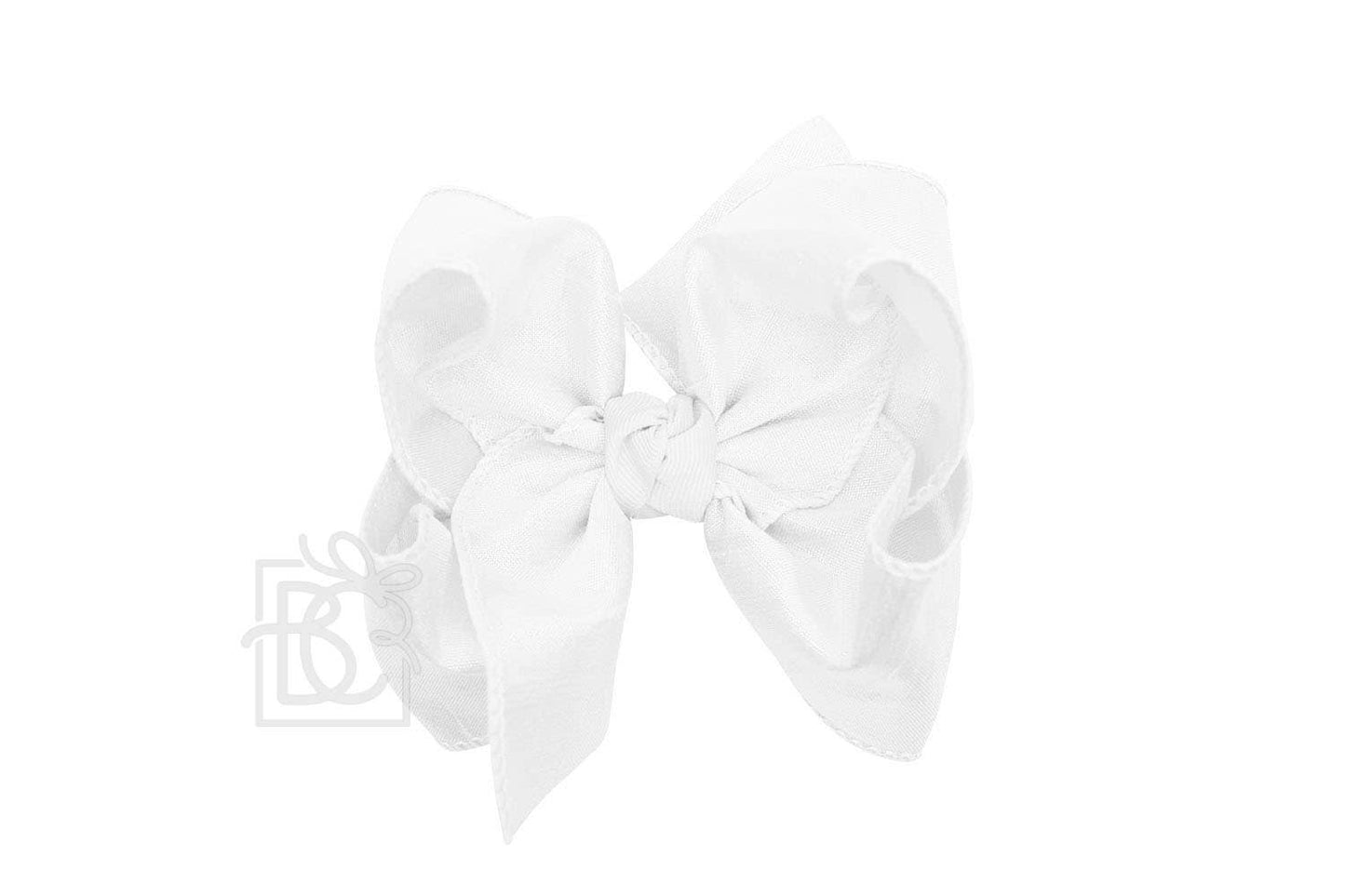 Beyond Creations, LLC - SILK BOW ON CLIP: 5.5" Huge - 2.25" Ribbon on Alligator Clip / WHITE