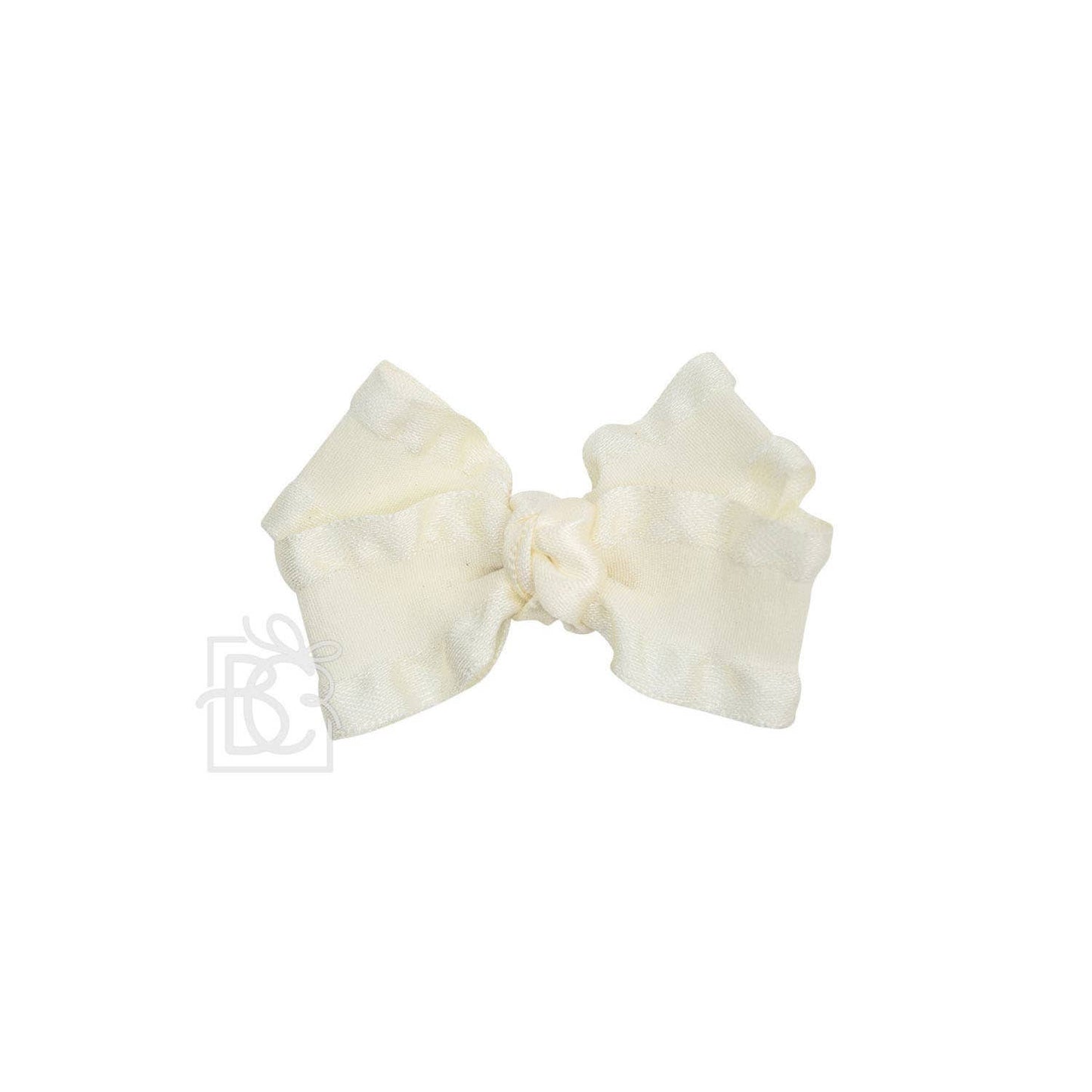 Beyond Creations, LLC - DOUBLE RUFFLE BOW ON CLIP: 5.5" Large - 1.5" Ribbon on Alligator Clip / FOREST GREEN