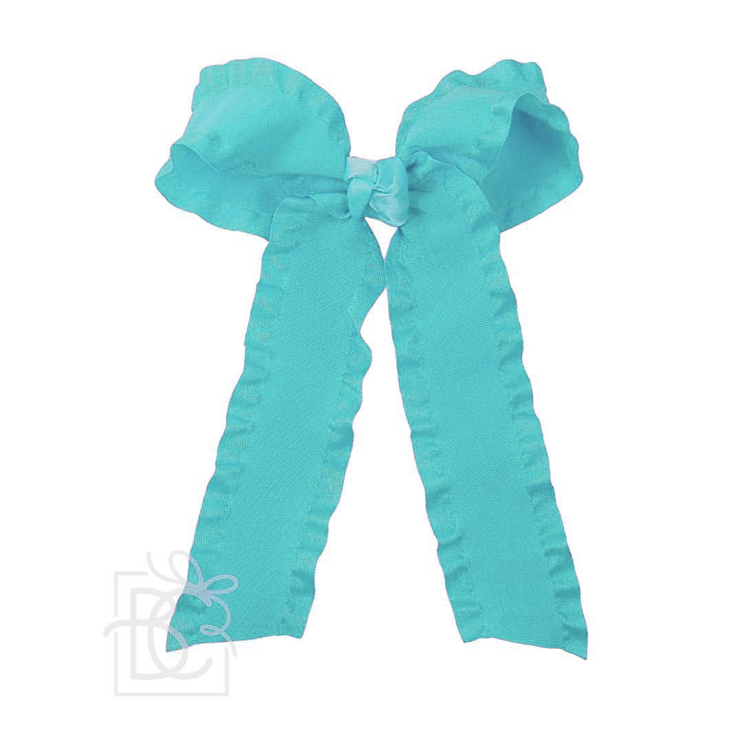 Beyond Creations, LLC - Double Ruffle Tail Bow on Alligator Clip: White