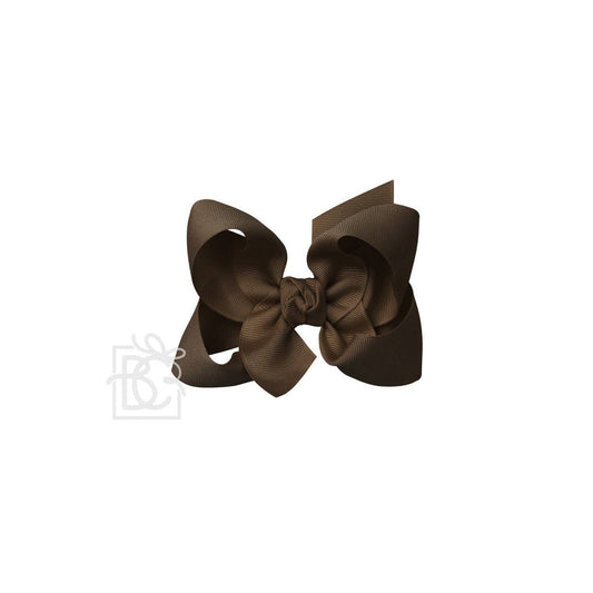 Beyond Creations, LLC - SIGNATURE GROSGRAIN BOW ON CLIP: 4.5" Large - 1.5" Ribbon on Alligator Clip / BROWN