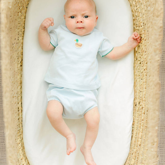 Magnolia Baby - Mini Mallard Embroidered Diaper Cover Set - Light Blue