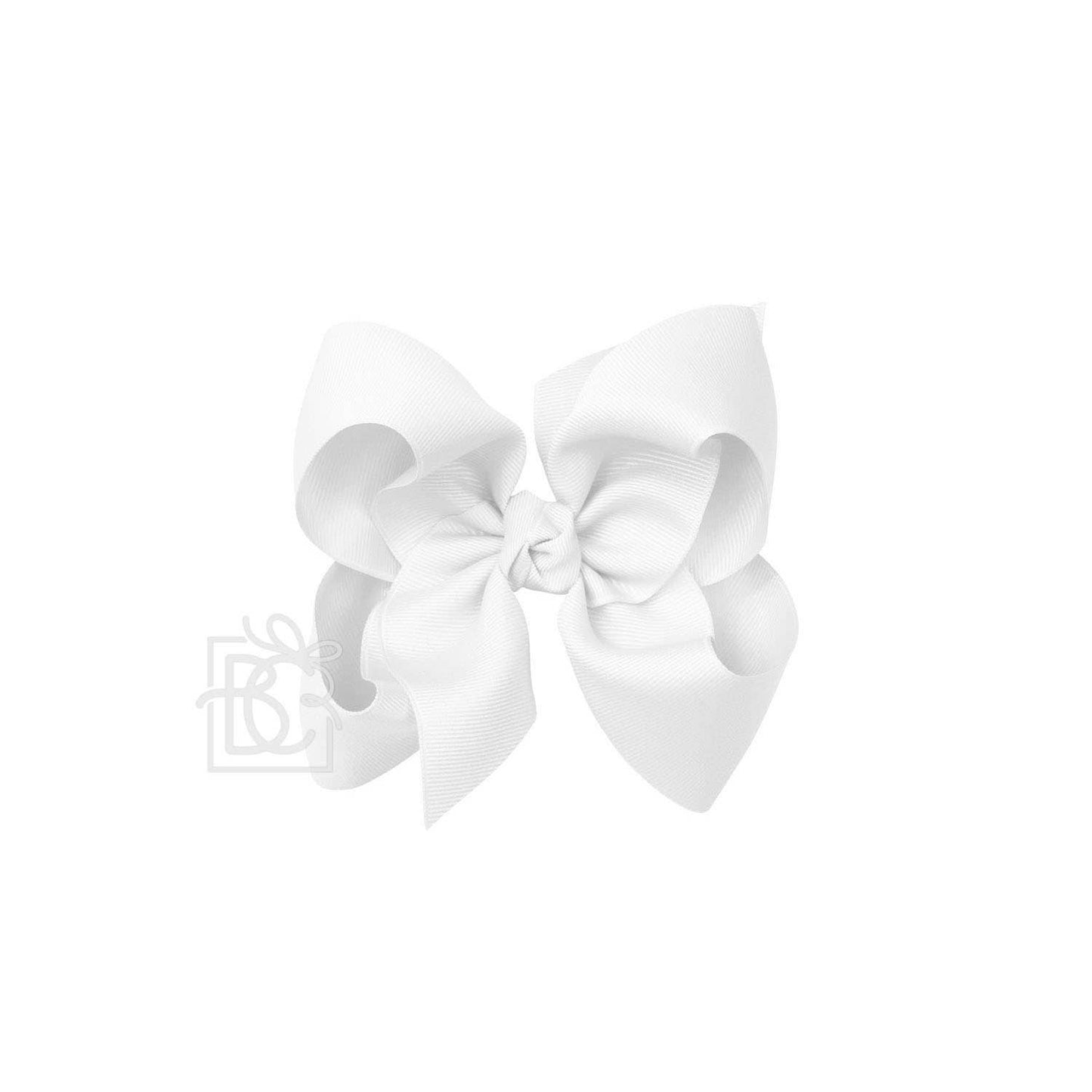 Beyond Creations, LLC - SIGNATURE GROSGRAIN BOW ON CLIP: 5.5" Huge - 2.25" Ribbon on Alligator Clip / WHITE