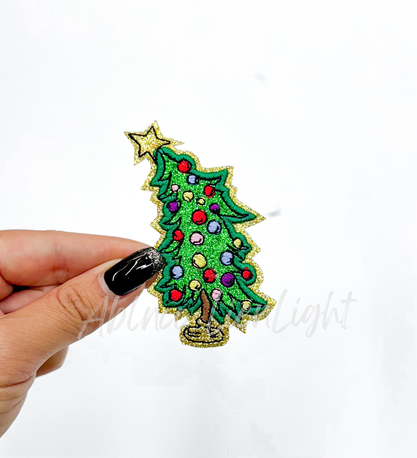 ABLN Boutique - Glitter Leaning Christmas Tree- Iron on Patch