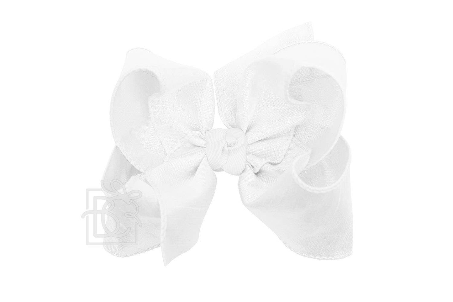 Beyond Creations, LLC - SILK BOW ON CLIP: 5.5" Huge - 2.25" Ribbon on Alligator Clip / WHITE