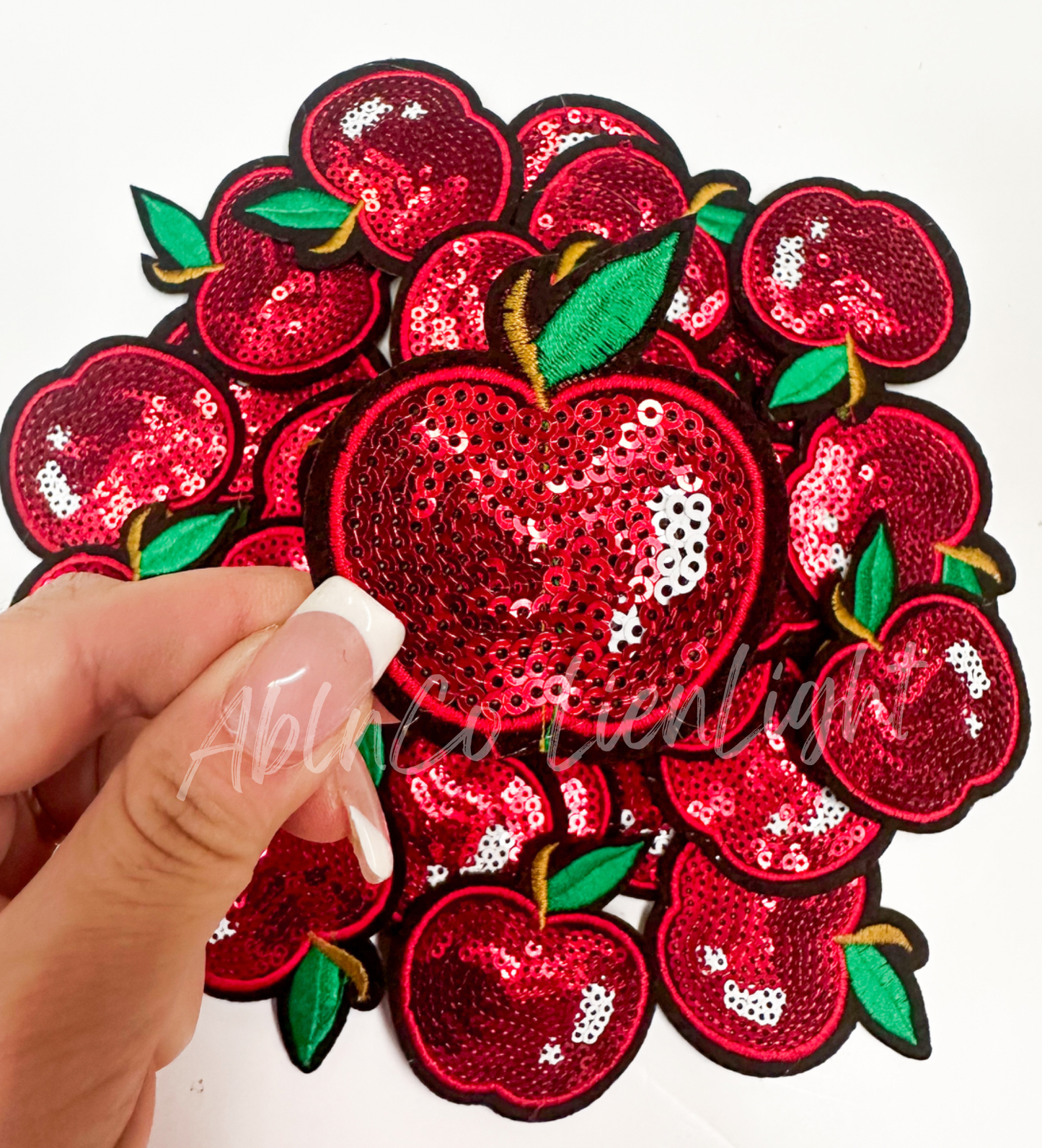 ABLN Boutique - Sequin Red Apple- Iron on Patch