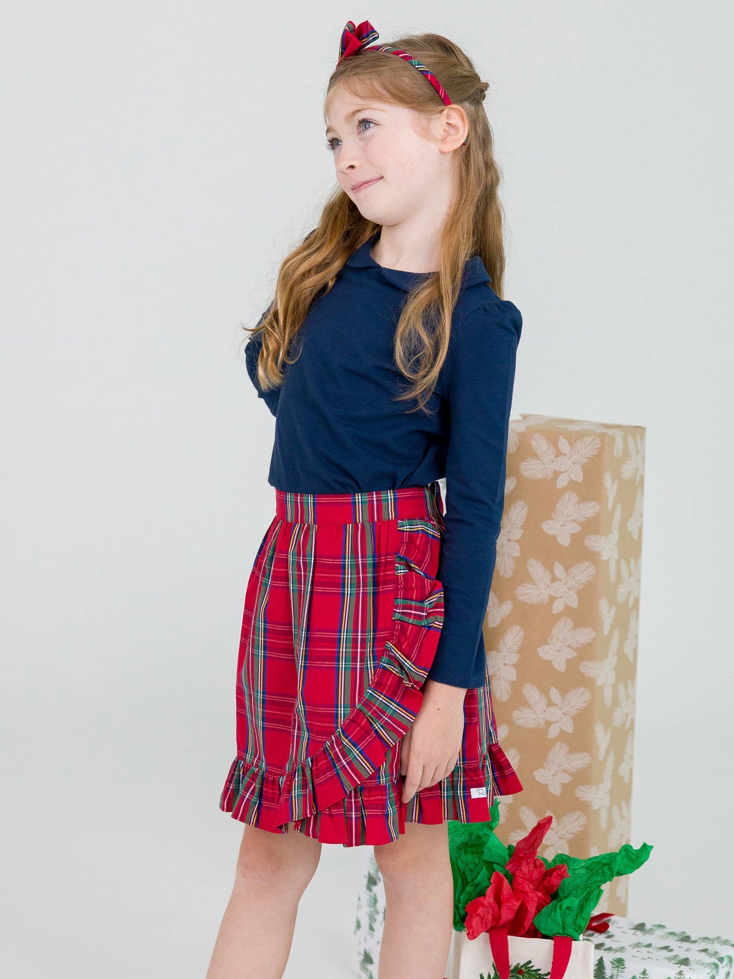 RuffleButts + RuggedButts - Girls Tis The Season Plaid Ruffle Wrap Skirt