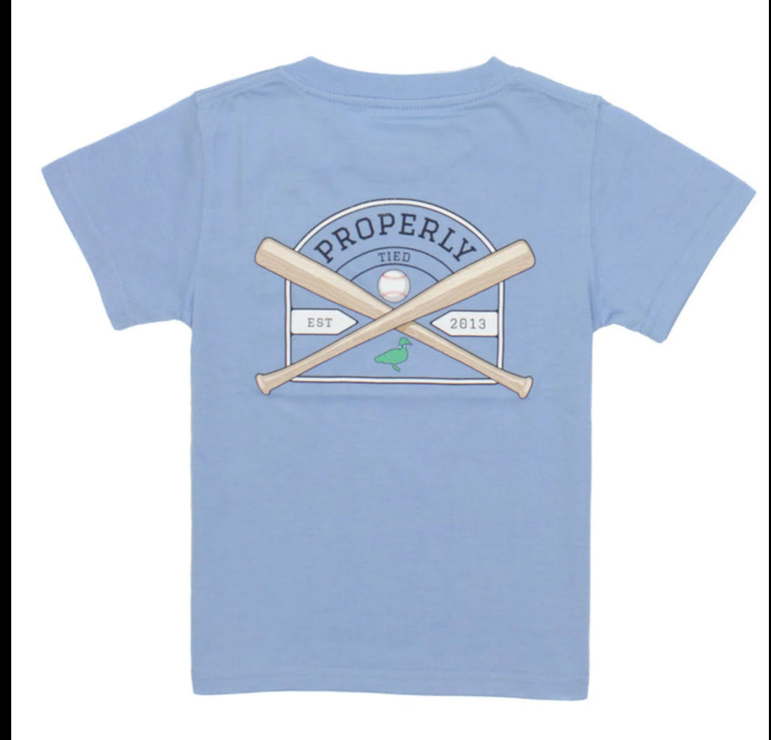 Properly Tied-Youth SS- Baseball Shield-Light Blue