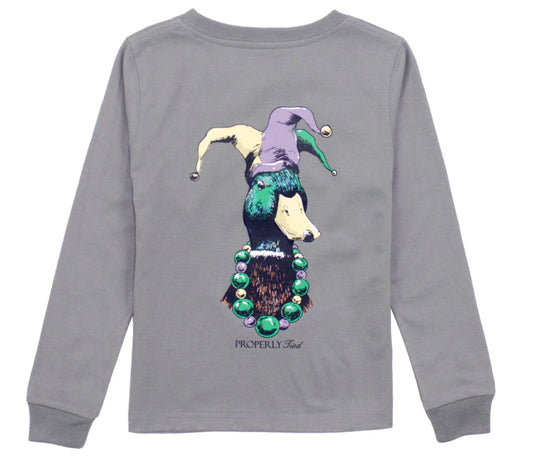 Properly Tied- Boys Mardi Gras Mallard LS- Battleship Grey