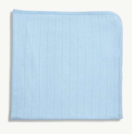 Magnetic Me- Pointelle Baby Blanket- Blue Love Lines