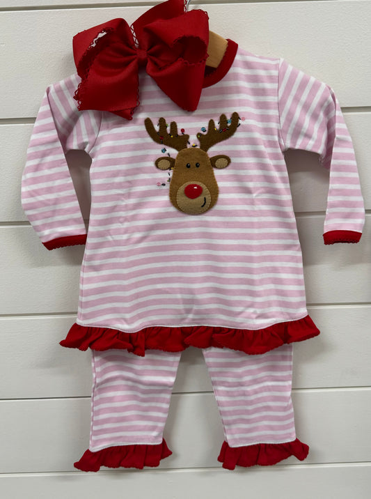 Squiggles- Reindeer LS + Pant Set