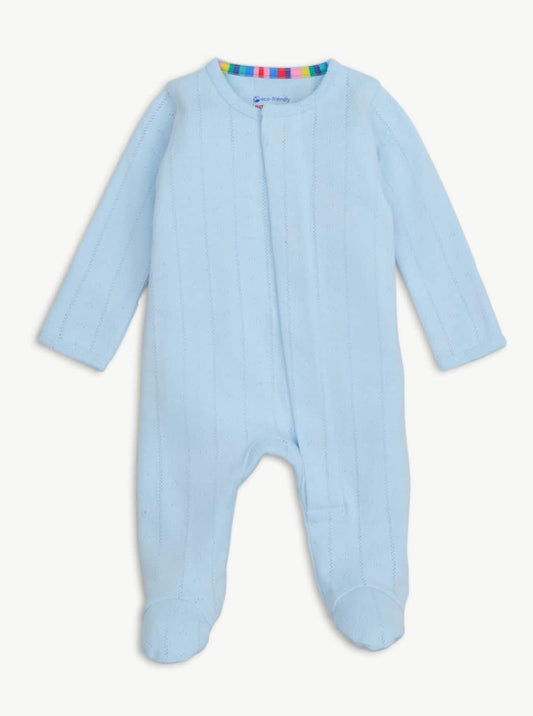 Magnetic Me- Pointelle Footie- Blue Love Lines