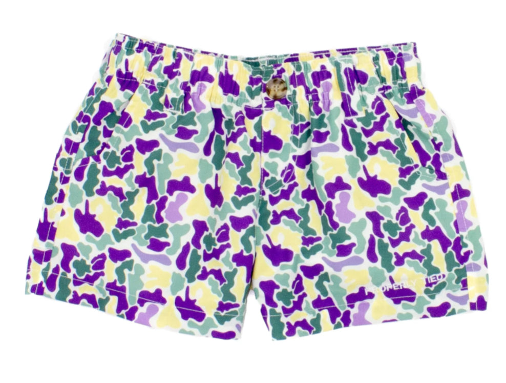Properly Tied- Boys Mallard Short- Mardi Gras Camo