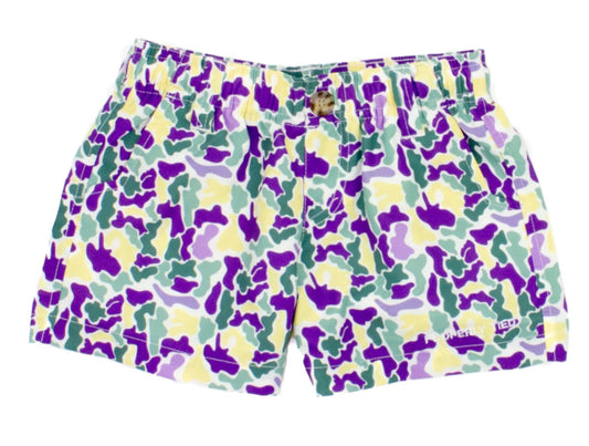 Properly Tied- Boys Mallard Short- Mardi Gras Camo