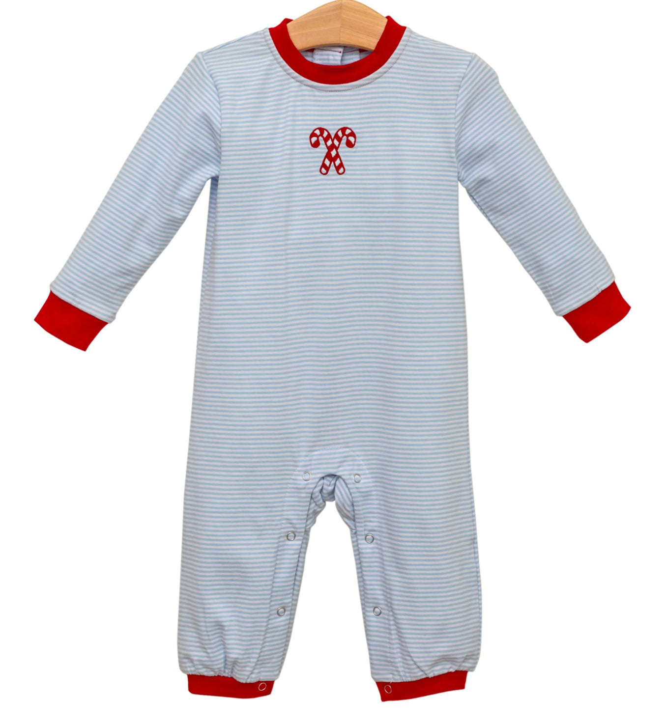 Trotter Street- Candy Cane Embroidery Romper