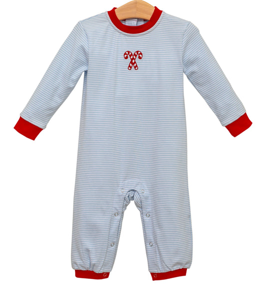 Trotter Street- Candy Cane Embroidery Romper