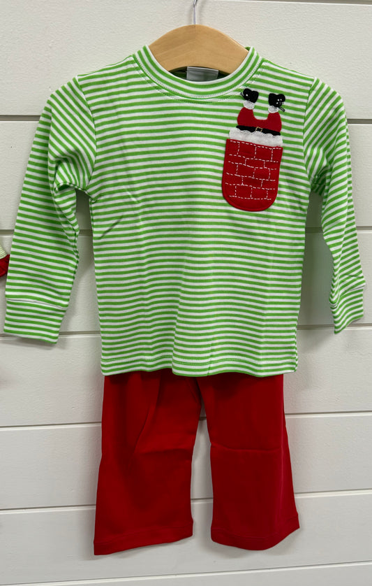 Squiggles- Santa LS + Pant Set