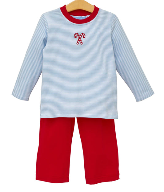 Trotter Street- Candy Cane Embroidery Pants Set