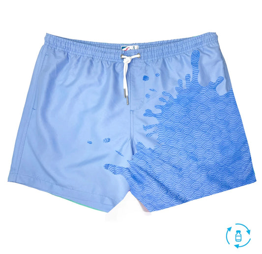 Bermies Swim Trunks- Blue To Waves Color Changing