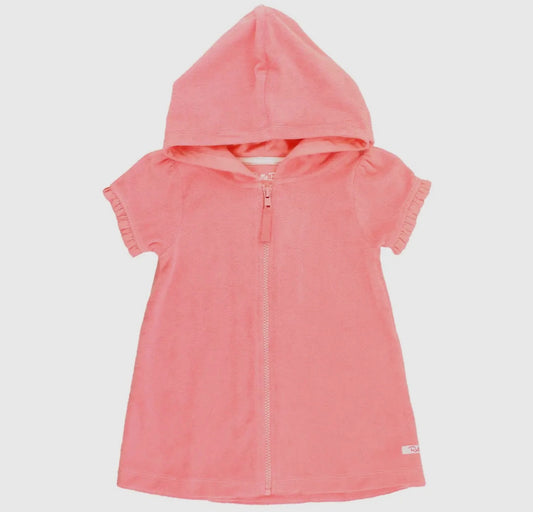 Ruffle Butts- Terry Knit Full-Zip Cover Up-Bubblegum Pink