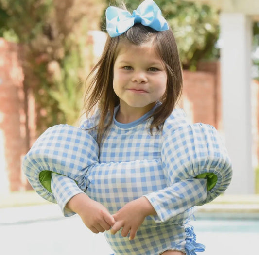 Sugar Bee Clothing- Blue Gingham Floatie Cover