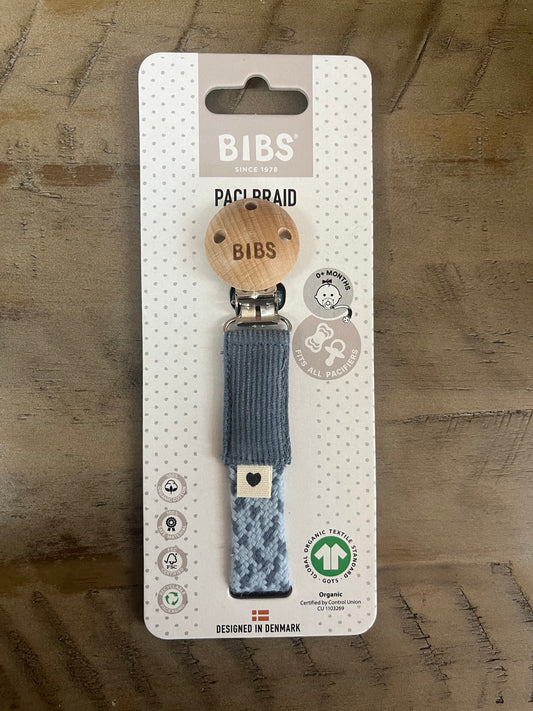 BIBS- Pacifier Braid Clip, Petrol/Baby Blue