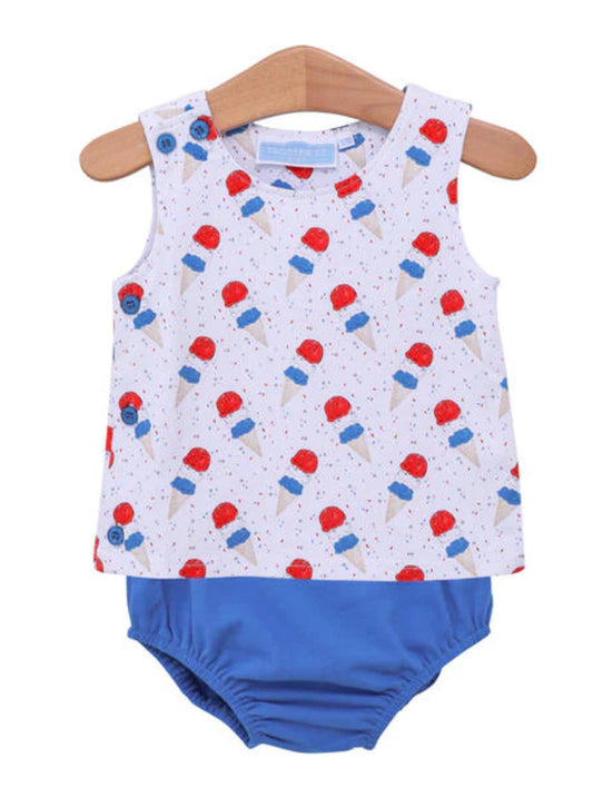 Trotter Street Kids- Patriotic Ice Cream Diaper Set