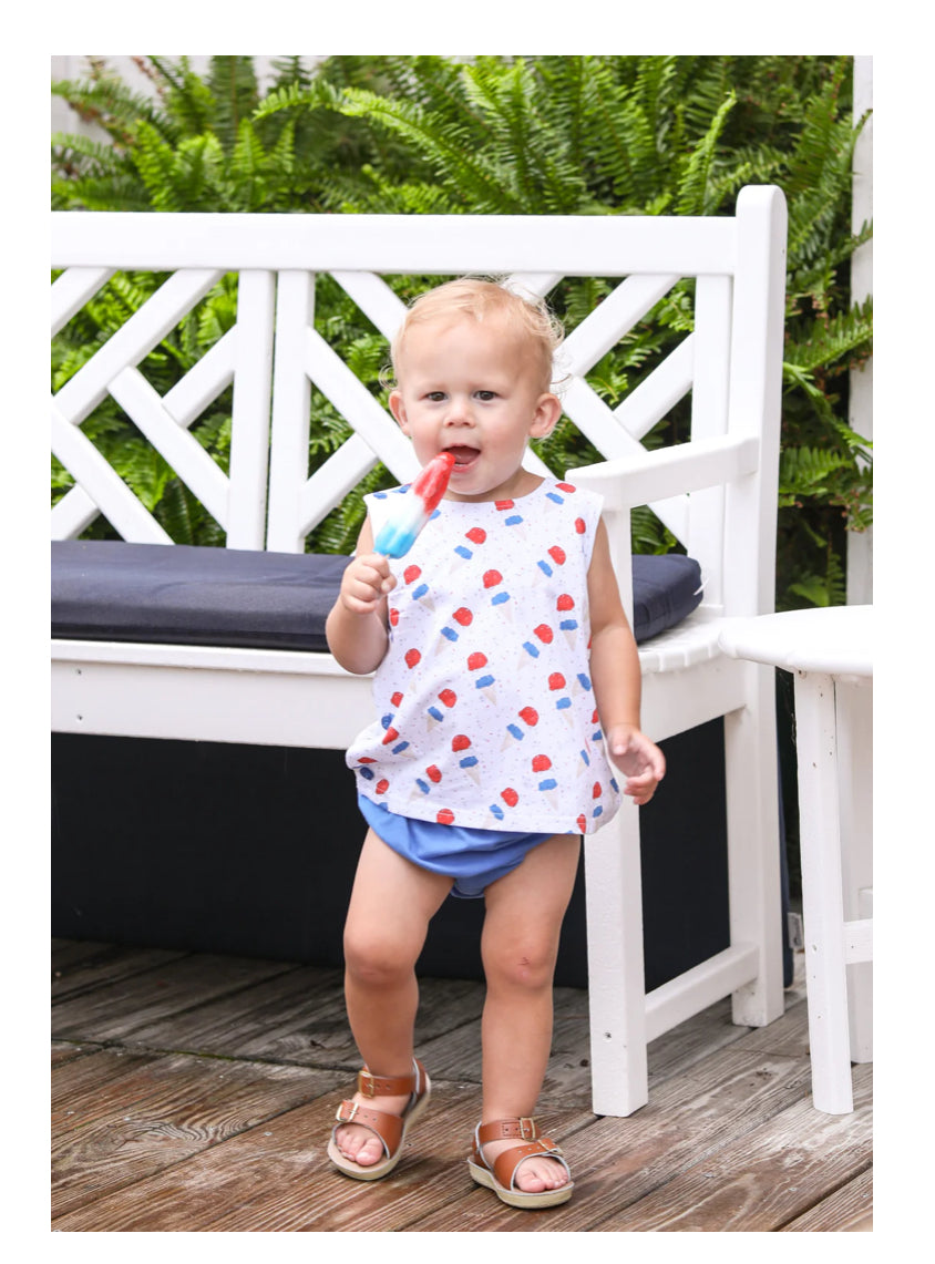 Trotter Street Kids- Patriotic Ice Cream Diaper Set