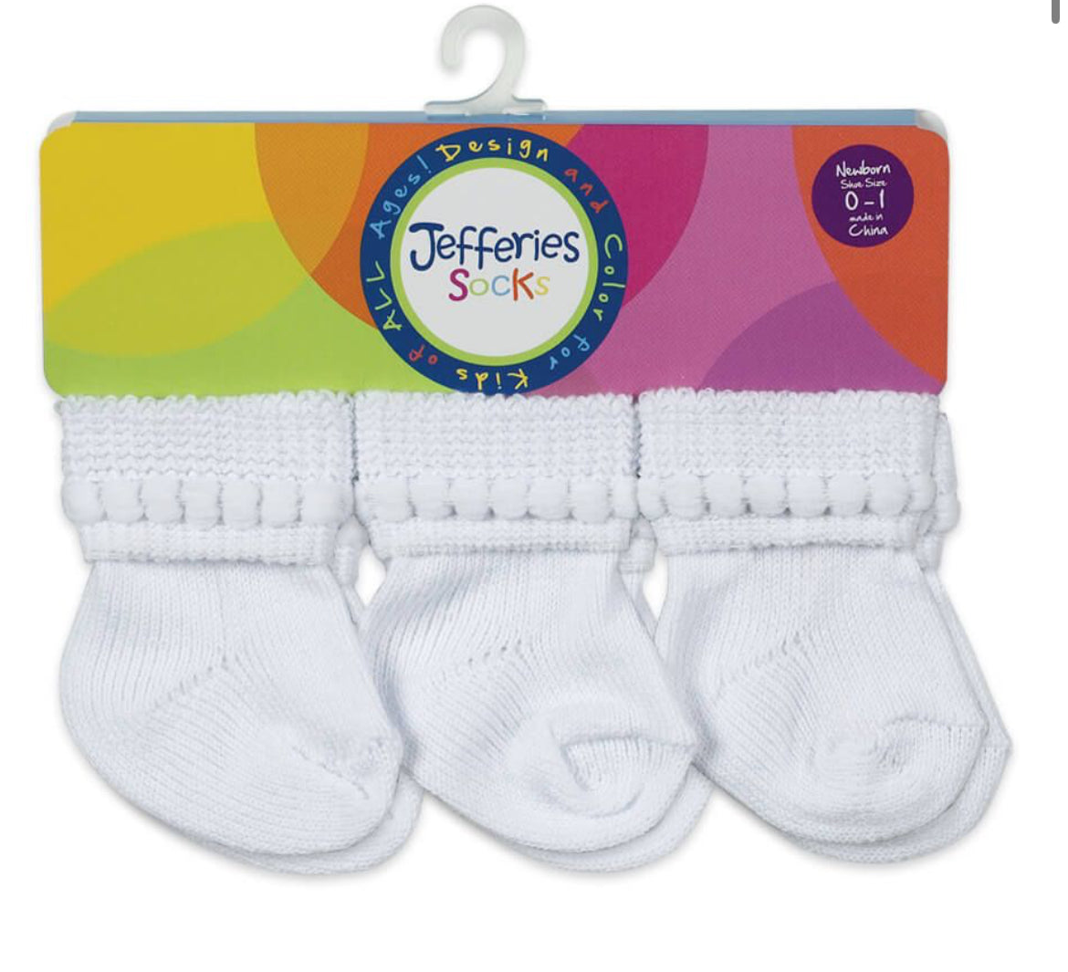 Jefferies Socks- Rock-A-Bye Turn Cuff Socks 6 Pack-White