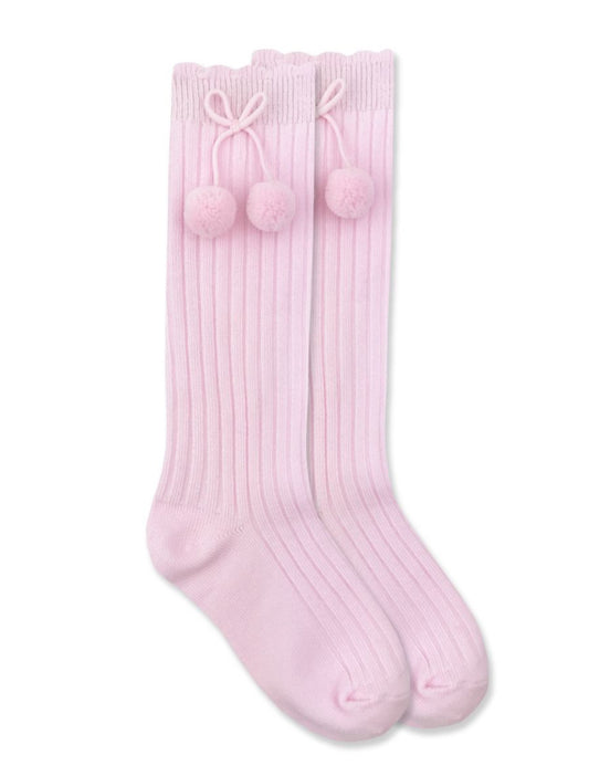 Jefferies Socks- Pom- Pom Knee High Socks-Pink