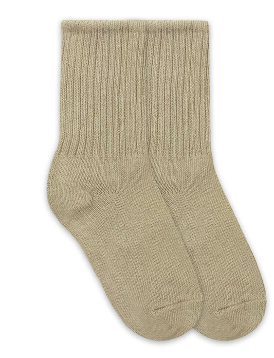 Jefferies Socks- School Uniform Rib Crew Socks-Khaki