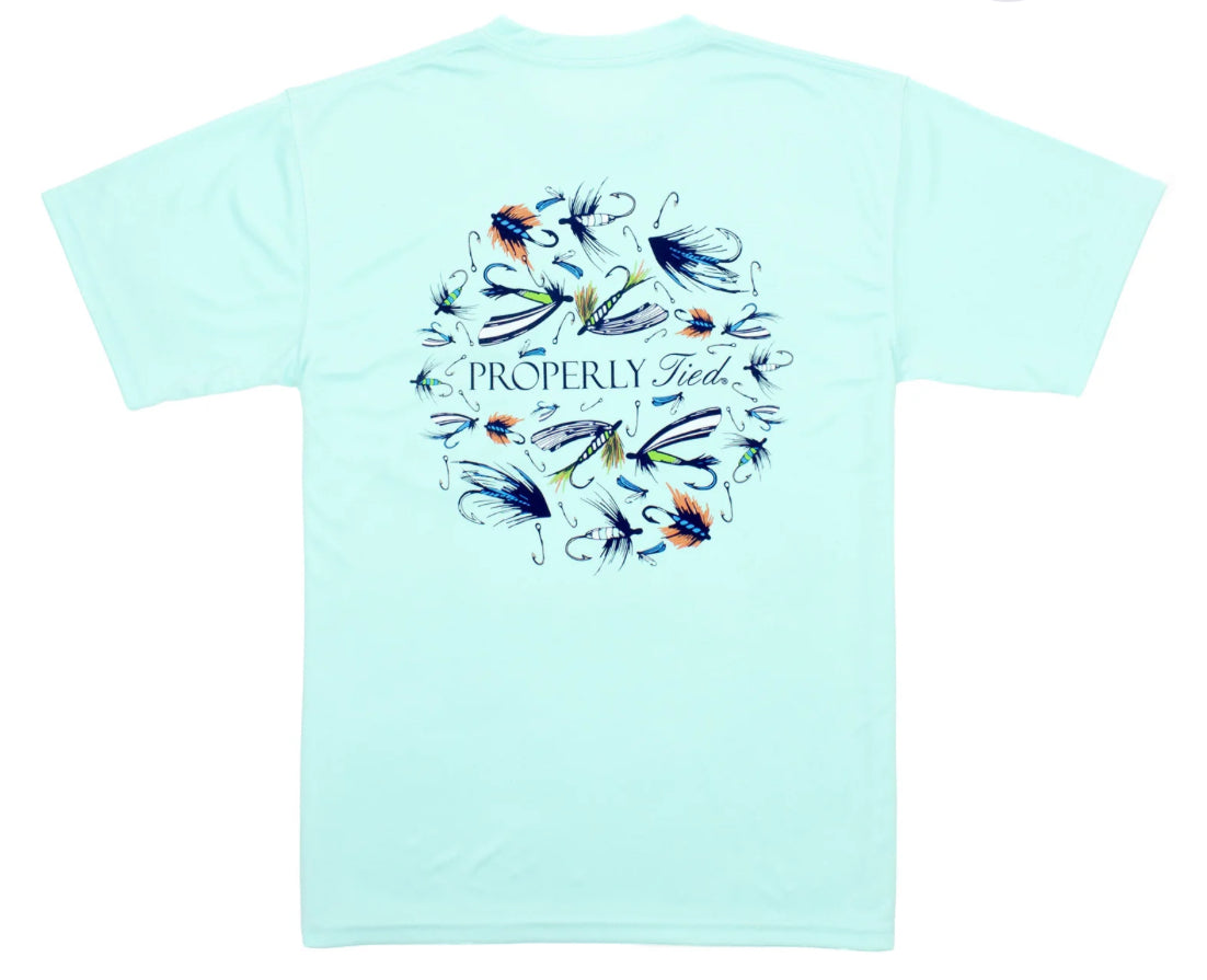 Properly Tied- Mens Performance SS- Tee Stay Fly- Seafoam