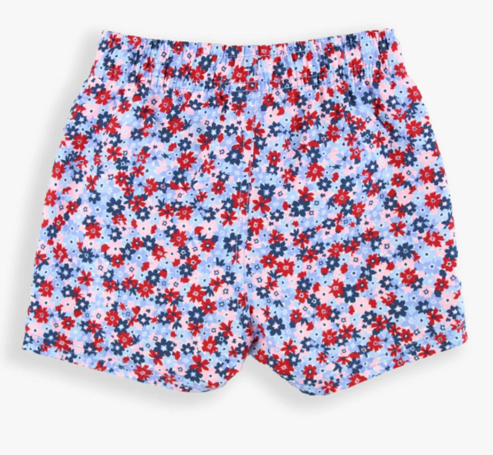 Rugged Butts- Swim Trunks- Red+ White+ Bloom