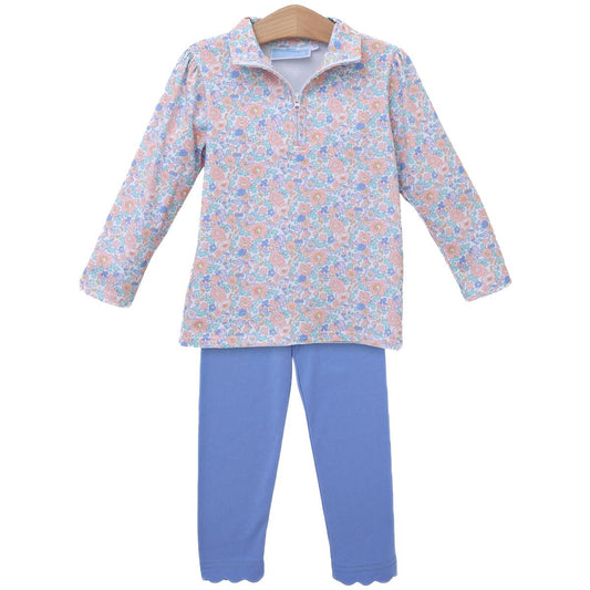 Trotter Street Kids- Frankie Floral 1/4 Zip Pullover Set