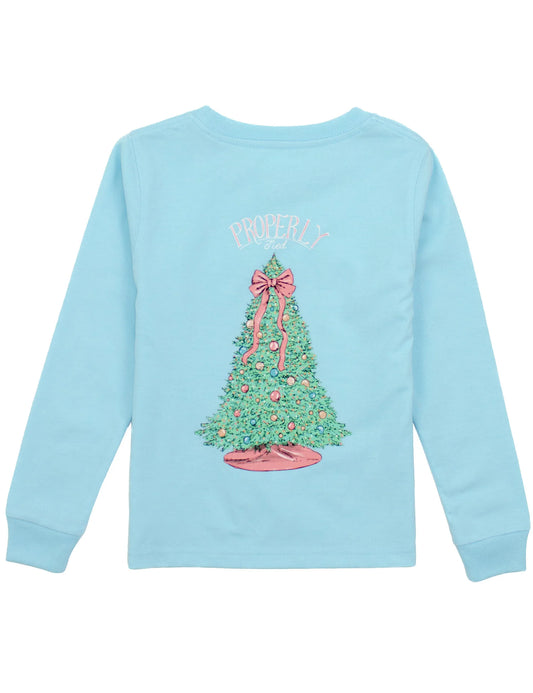 Properly Tied- Girls Merry and Bright LS- Powder Blue
