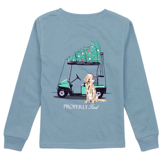 Properly Tied- Boys Santa’s Caddy LS- Steel Blue