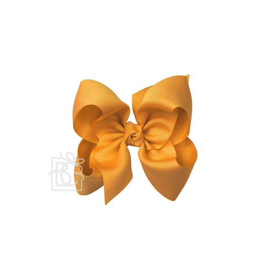 Beyond Creations, LLC - SIGNATURE GROSGRAIN BOW ON CLIP: 5.5" Huge - 2.25" Ribbon on Alligator Clip / OLD GOLD