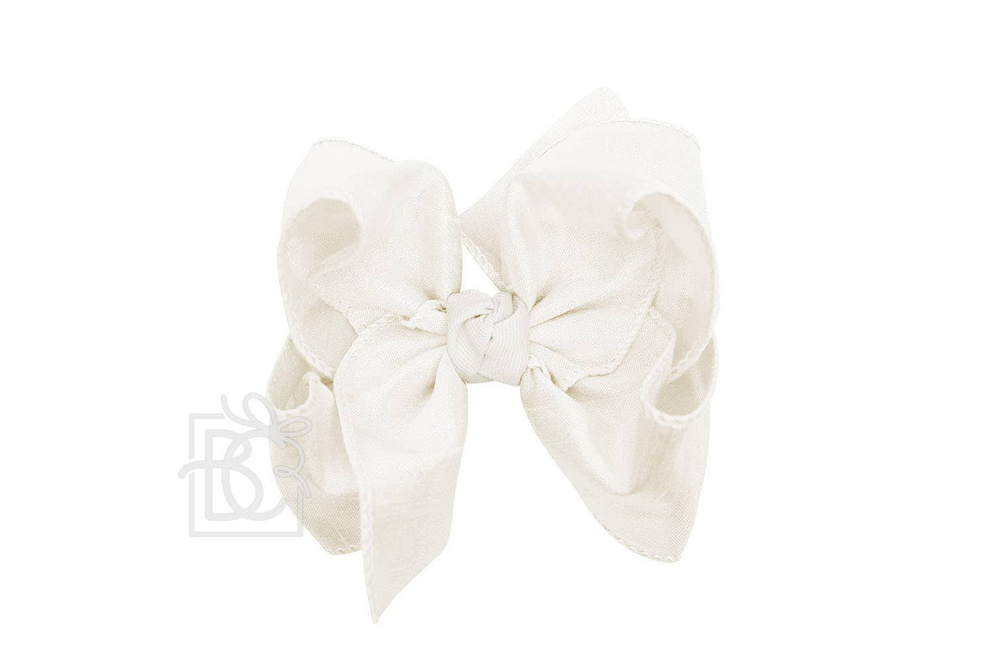 Beyond Creations, LLC - SILK BOW ON CLIP: 5.5" Huge - 2.25" Ribbon on Alligator Clip / WHITE