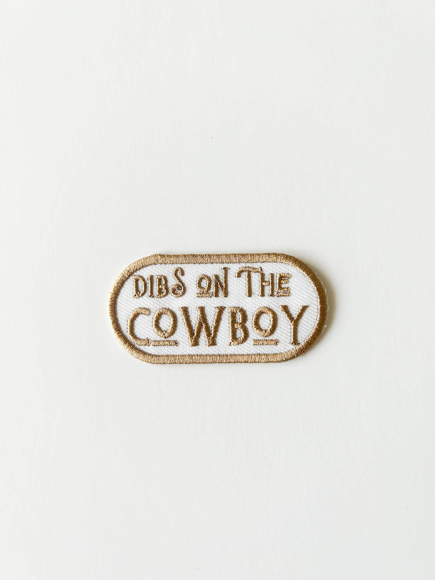 Field Trip Threads-"Dibs on the Cowboy"-Tan- Iron on Patch