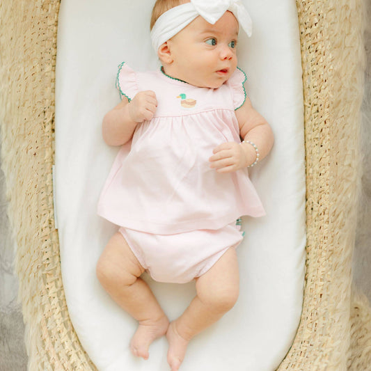 Magnolia Baby - Mini Mallard Embroidered Diaper Cover Set - Pink