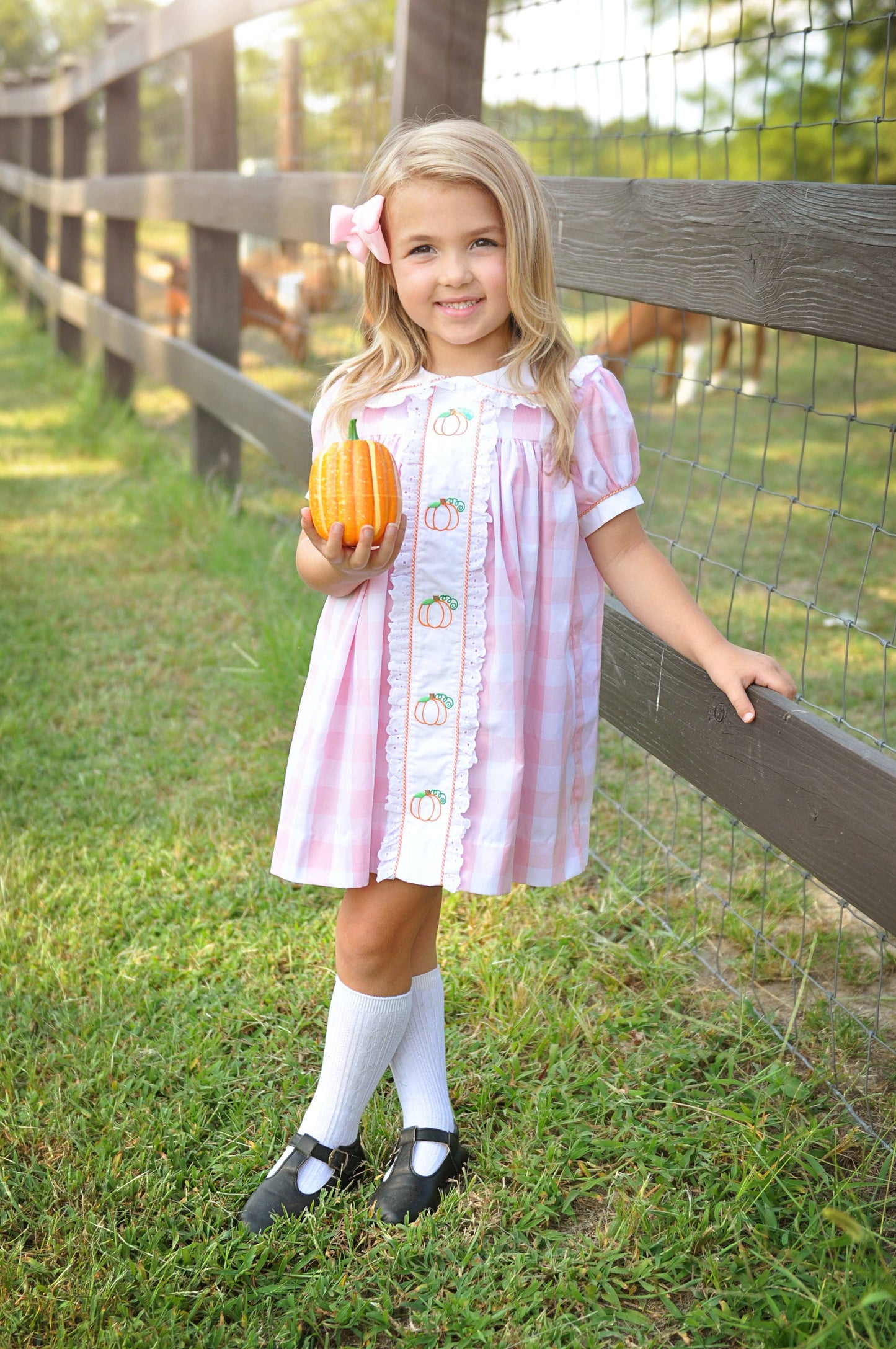 Posh Pickle - Proper Pumpkins Pink Gingham A-Line Dress