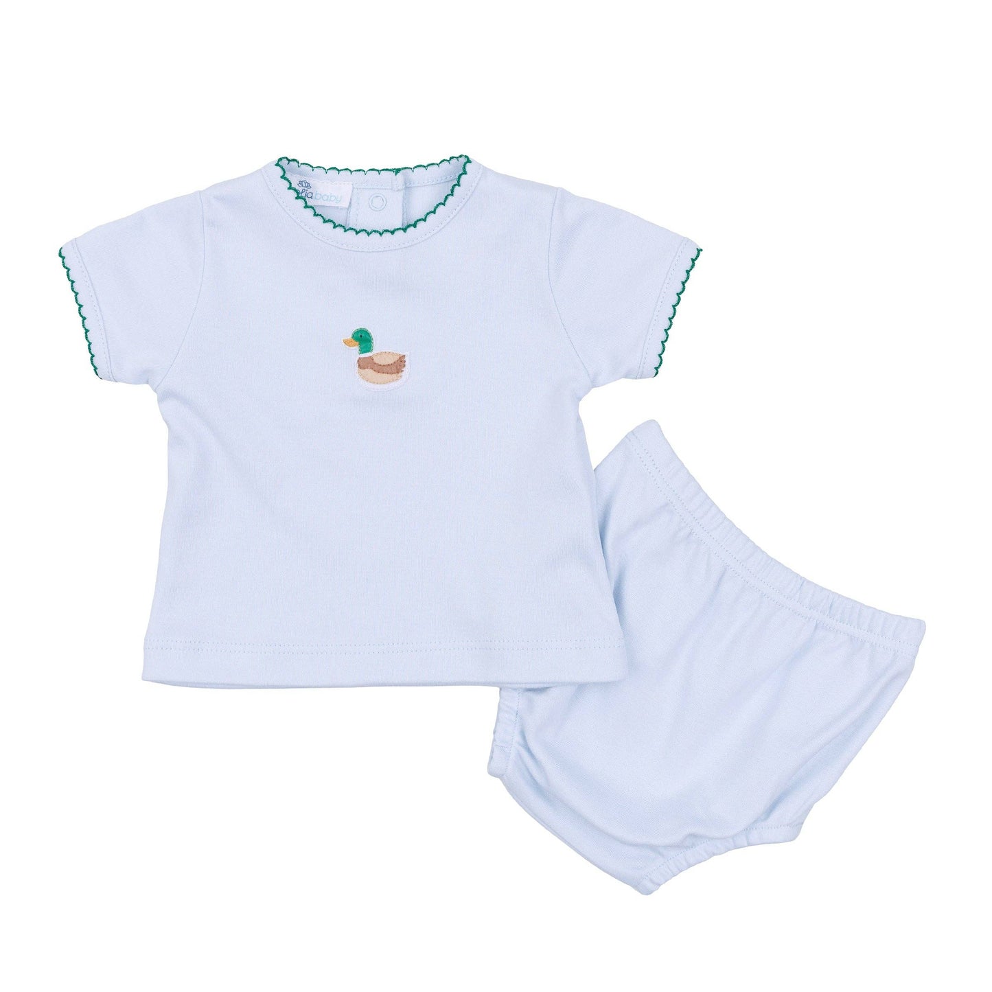 Magnolia Baby - Mini Mallard Embroidered Diaper Cover Set - Light Blue