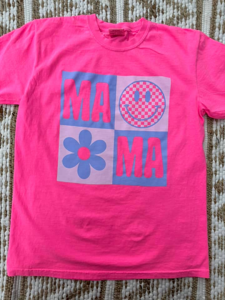 Small Town Society Apparel Co. - Mama | Summer | Neon Pink | Short Sleeve